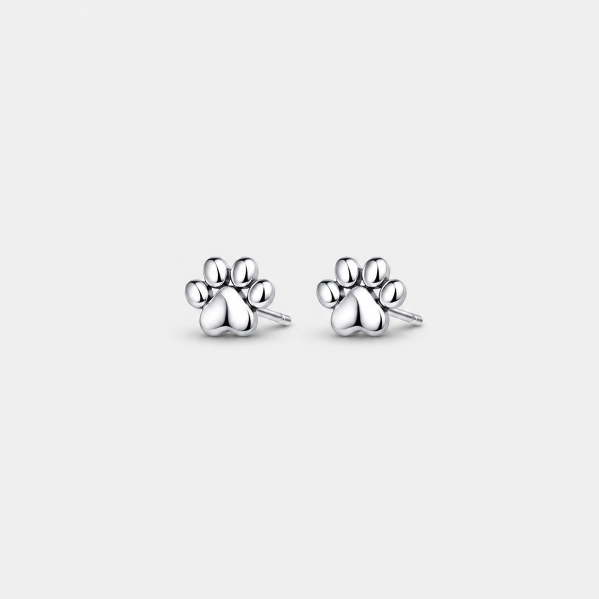 Silver Paw Trail Stud Earrings