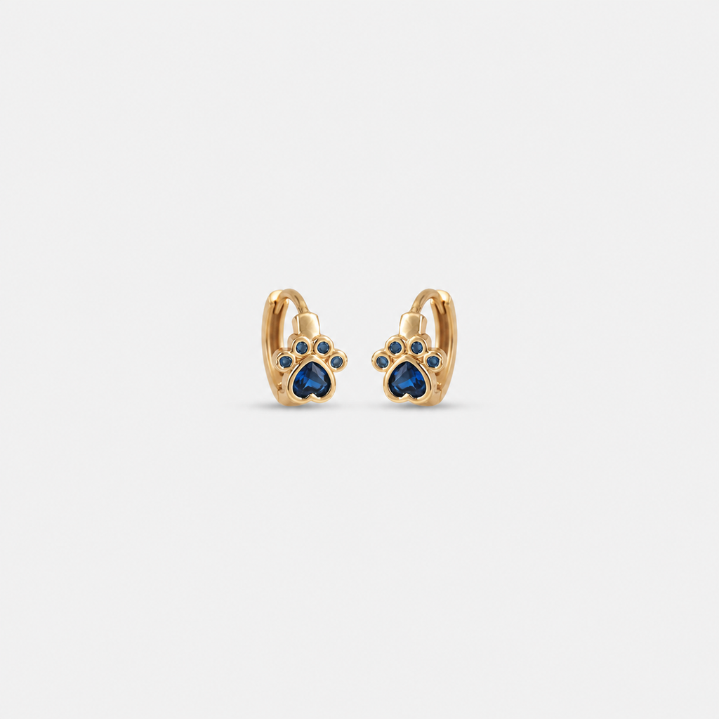 Sapphire Paw Huggie Earrings