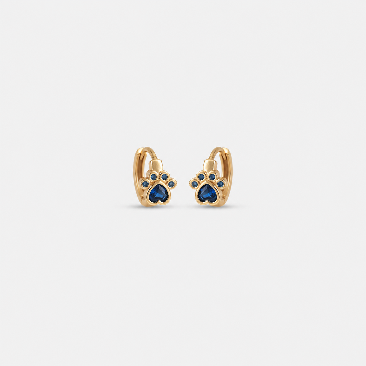 Sapphire Paw Huggie Earrings