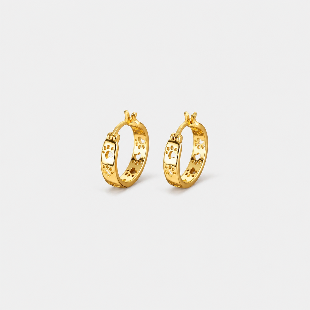 Dog Paw Charm Hoop Earrings