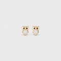 Gold Zirconia Owl Stud Earrings