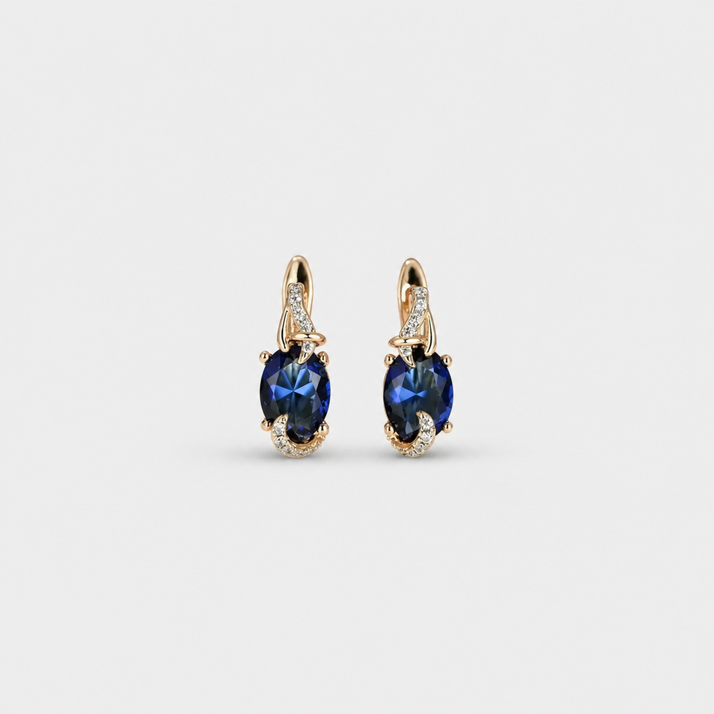 Royal Midnight Gold Drop Earrings