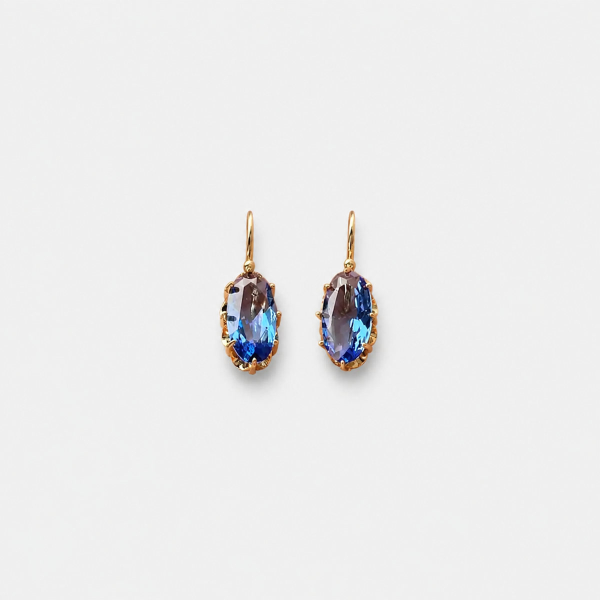 Golden Blue Bloom Gold Earrings