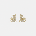 Golden Cat Zirconia Butterfly Stud Earrings
