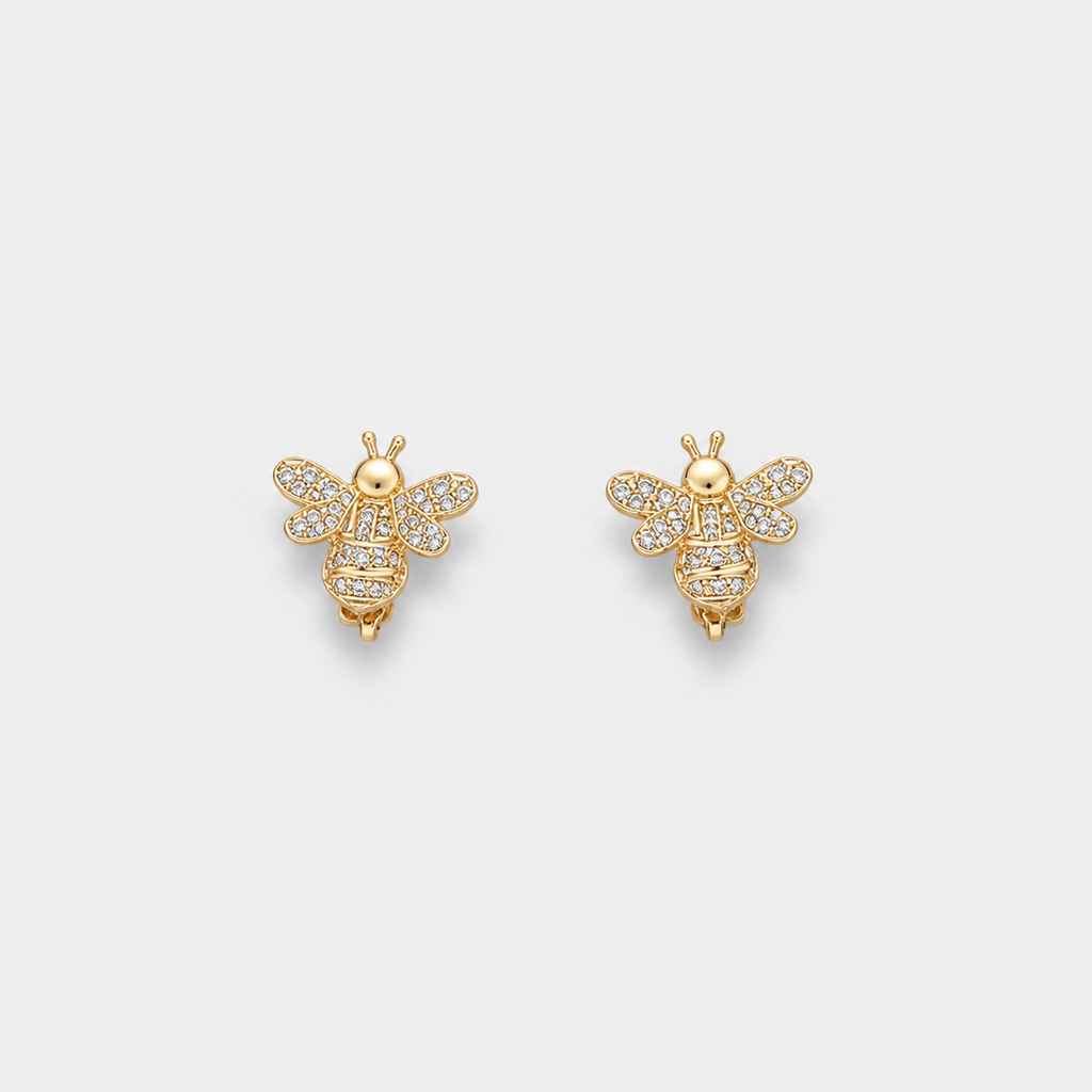 Gold One Piece Bee Earrings