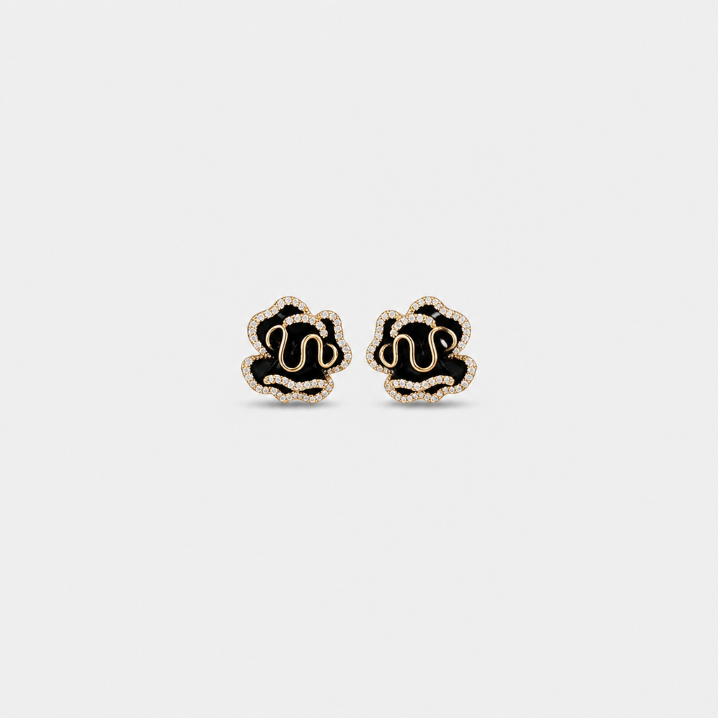 Elegant Black Lotus Earrings
