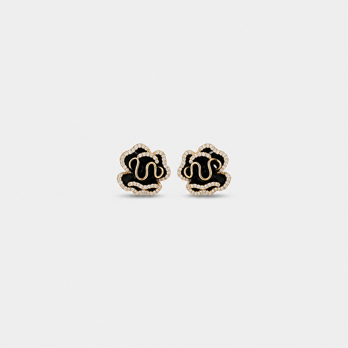 Elegant Black Lotus Earrings