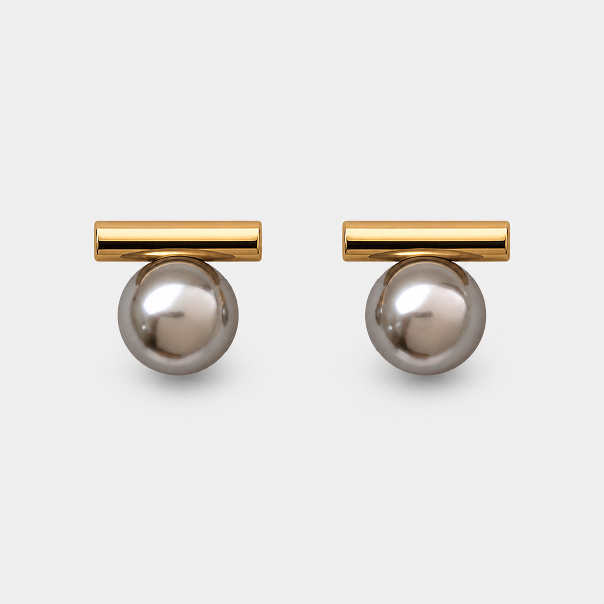 Elegant Gold Dark Pearl Earrings