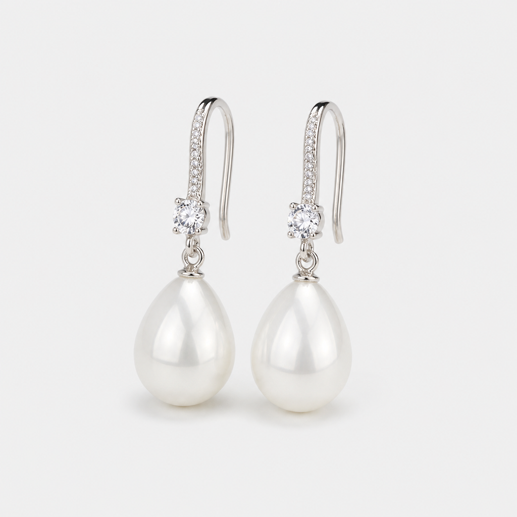 Dangling Earrings with Bright Pearls
