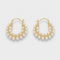 Pearl Basket Gold Earrings