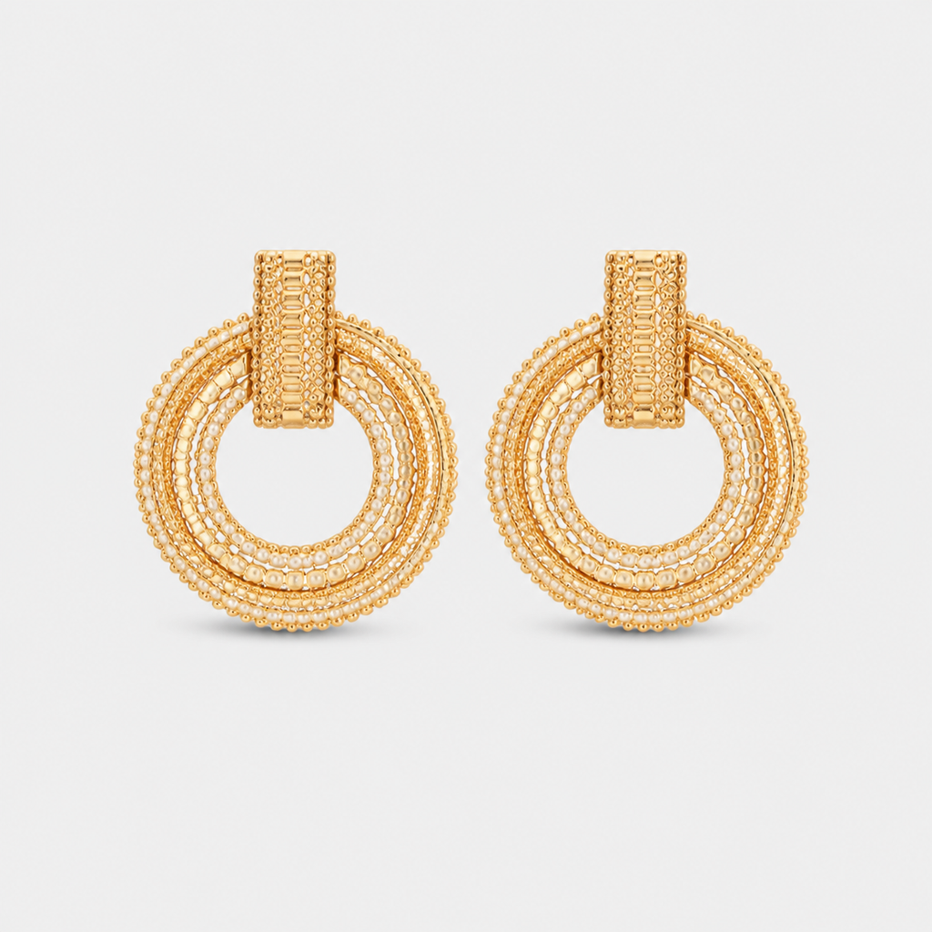 Elegant Golden Hollow Mandala Earrings