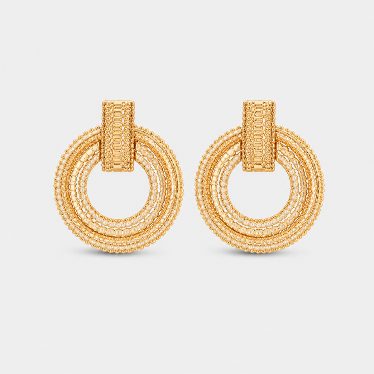 Elegant Golden Hollow Mandala Earrings