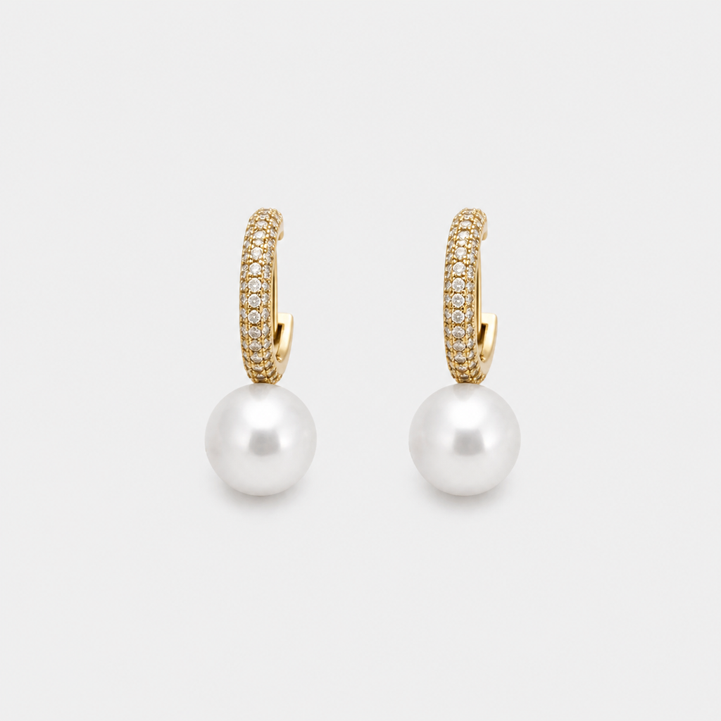 Elegant Bright Golden Pearl Earrings