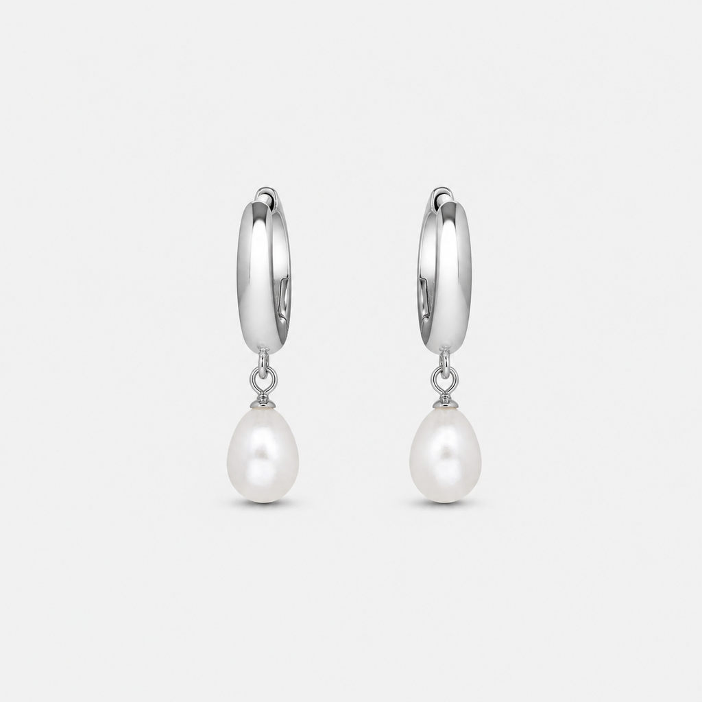 Classic Pearl Drop Huggie Earrings
