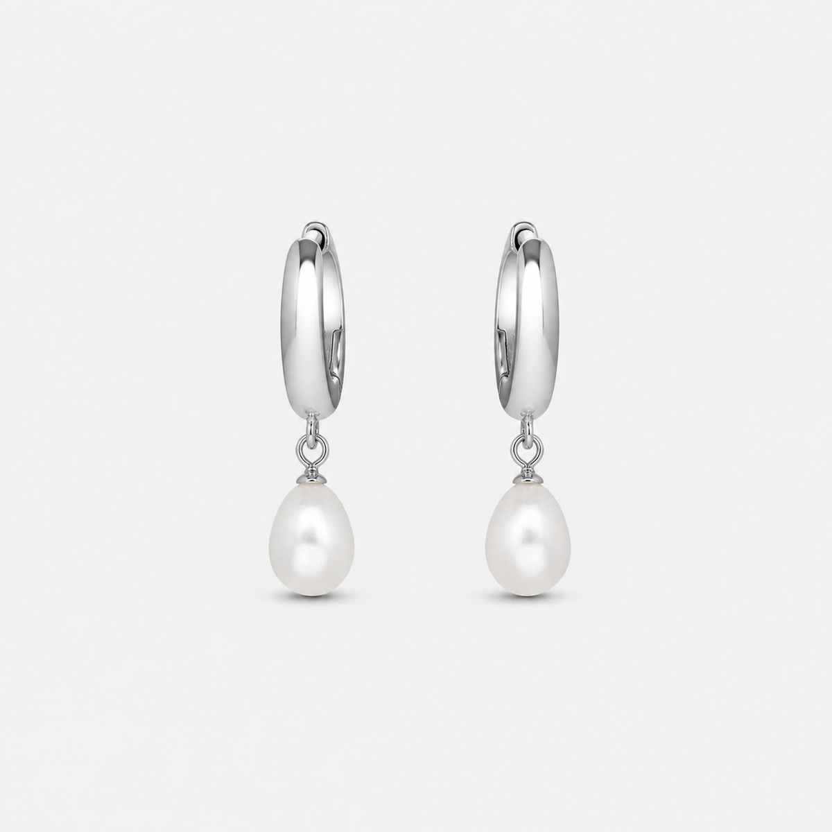 Classic Pearl Drop Huggie Earrings