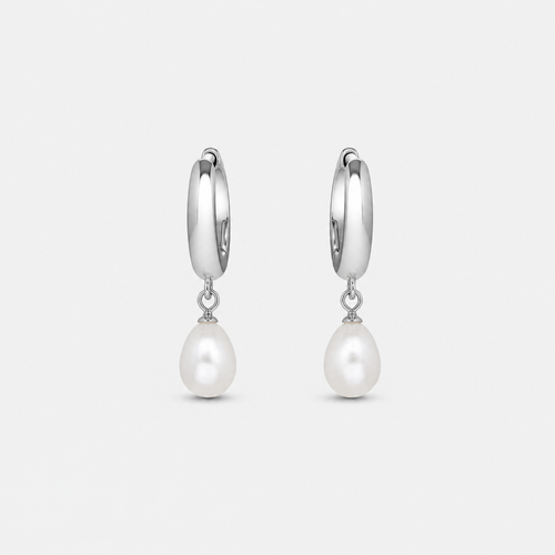 Classic Pearl Drop Huggie Earrings