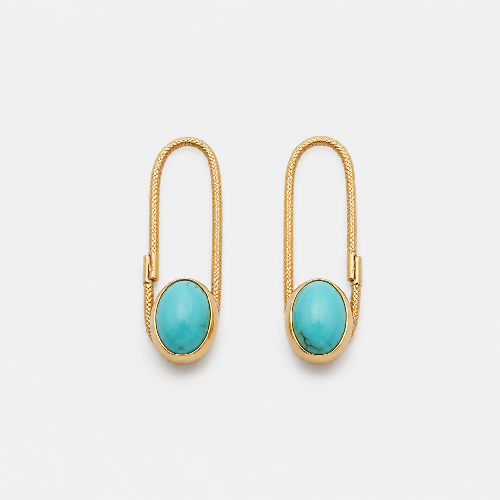 Timeless Gold Turquoise Pearl Moonstone Earrings