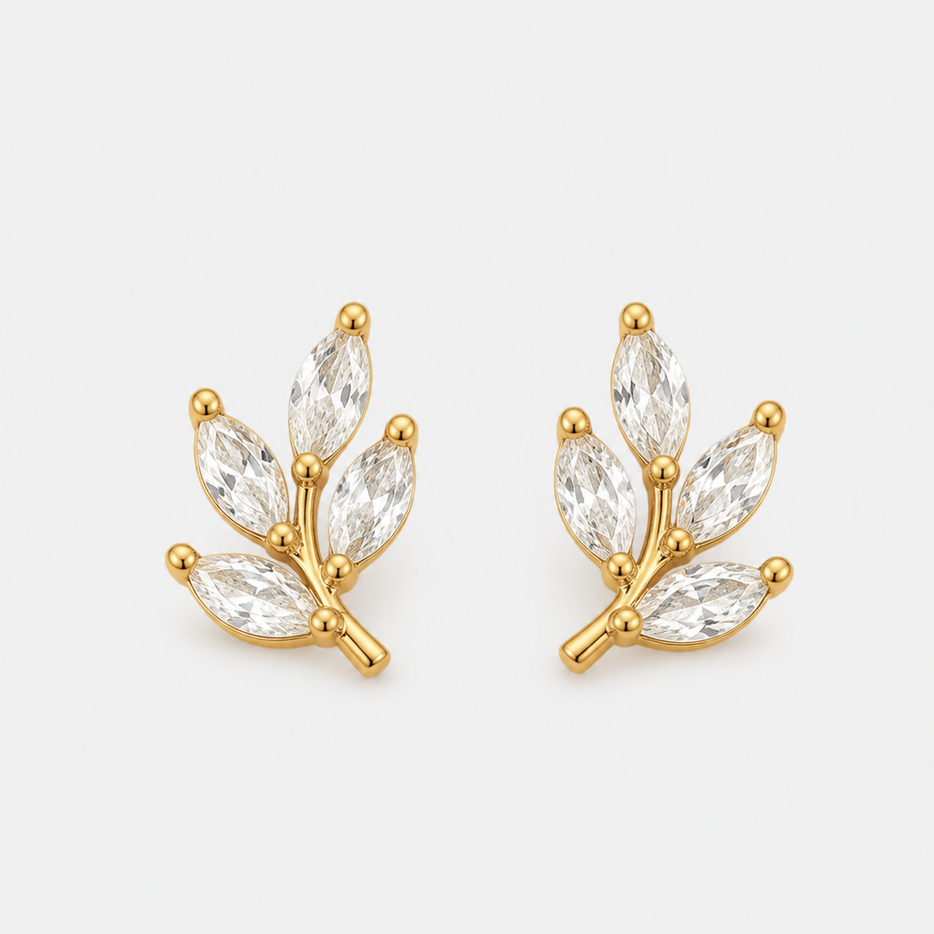 Crystal Chic Leaf Earrings