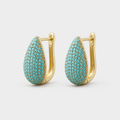 Turquoise Pavé Teardrop Hoop Earrings