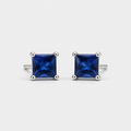 Minimalist Princess Cut Sapphire Stud Earrings