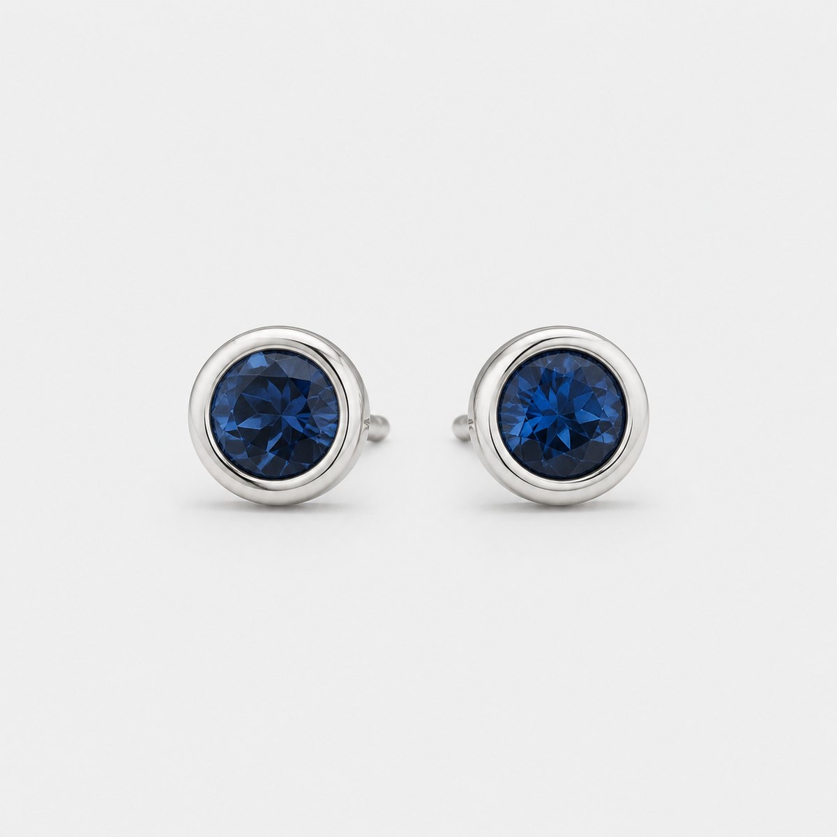 Sapphire Bezel Stud Earrings