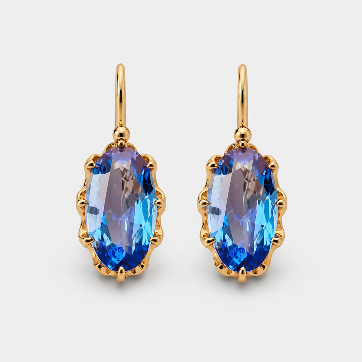 Golden Blue Bloom Earrings