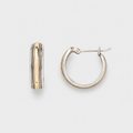 Vintage Golden Line Silver Hoop Earrings