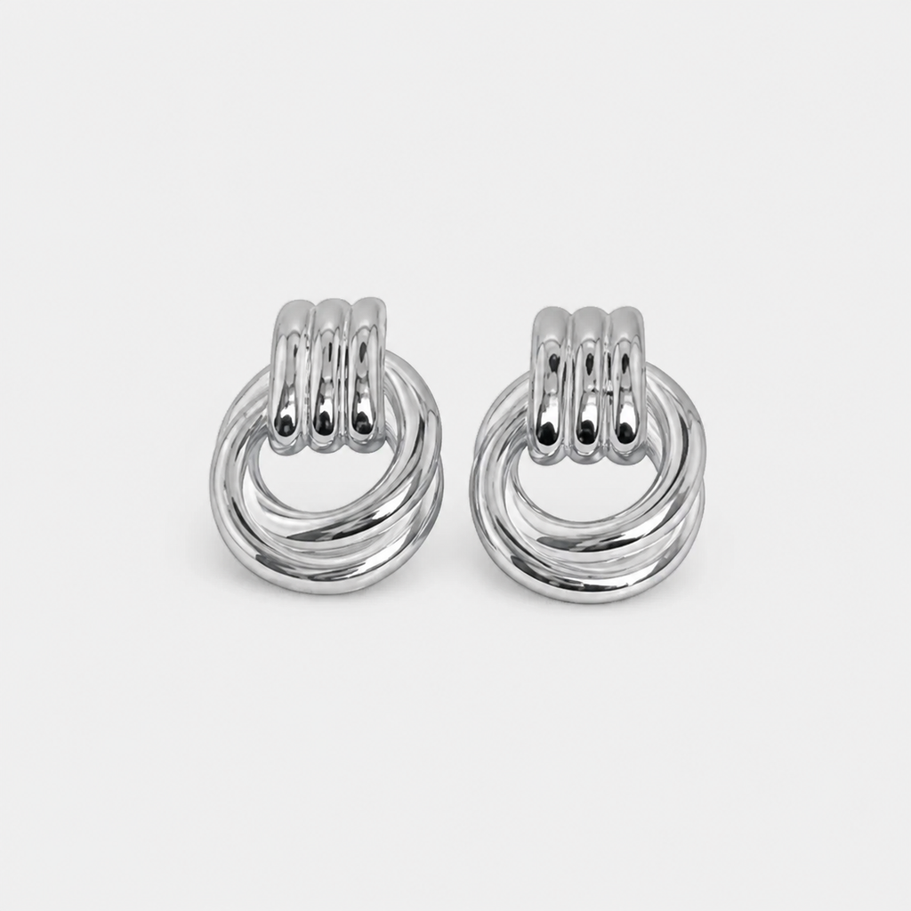 Graceful Silver Linked Knot Earrings