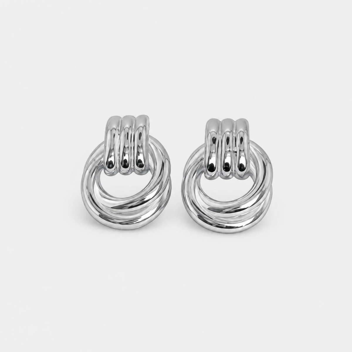 Graceful Silver Linked Knot Earrings