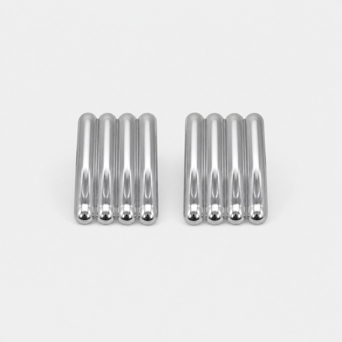 Artistic Silver Long Ribbed Earrings