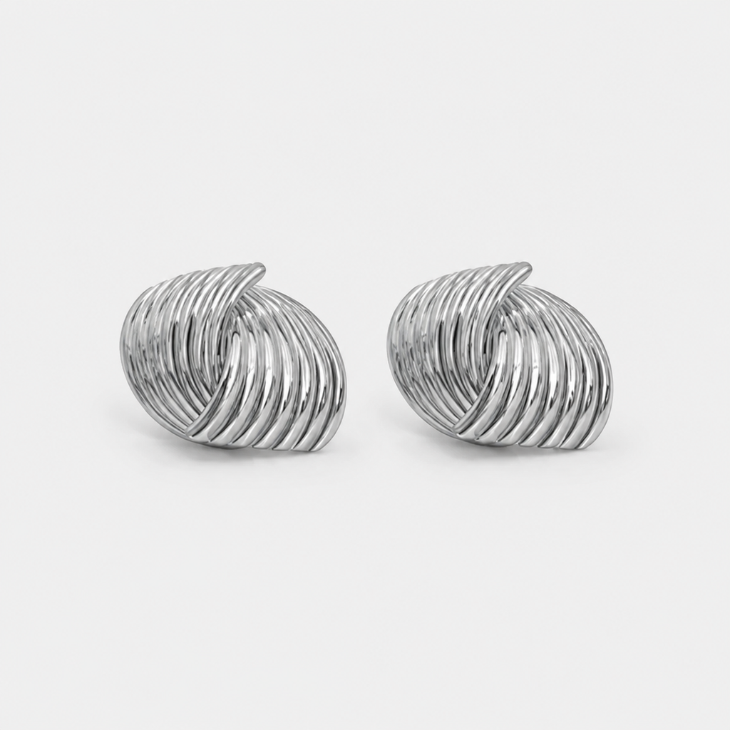 Modern Silver Twist Earrings