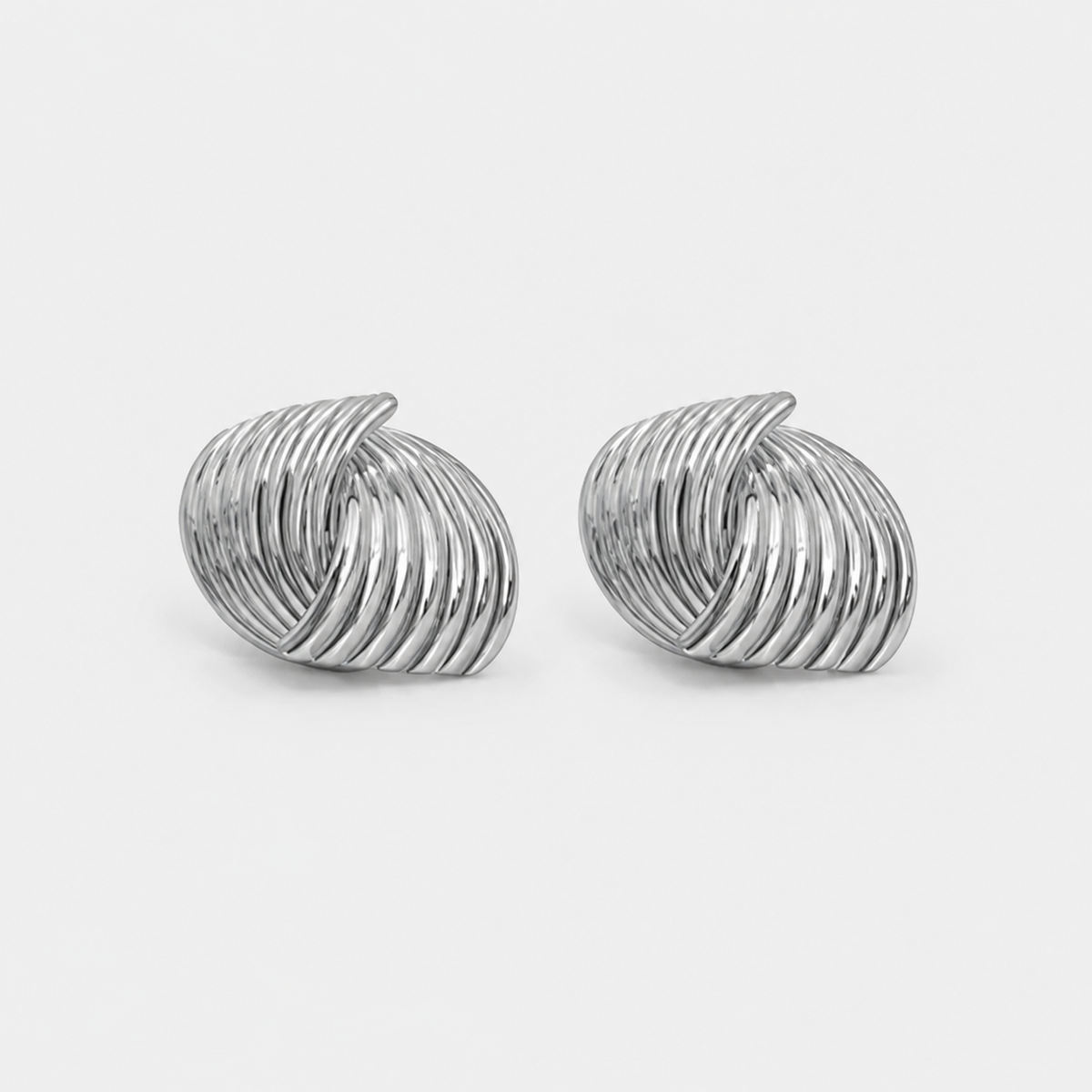 Modern Silver Twist Earrings
