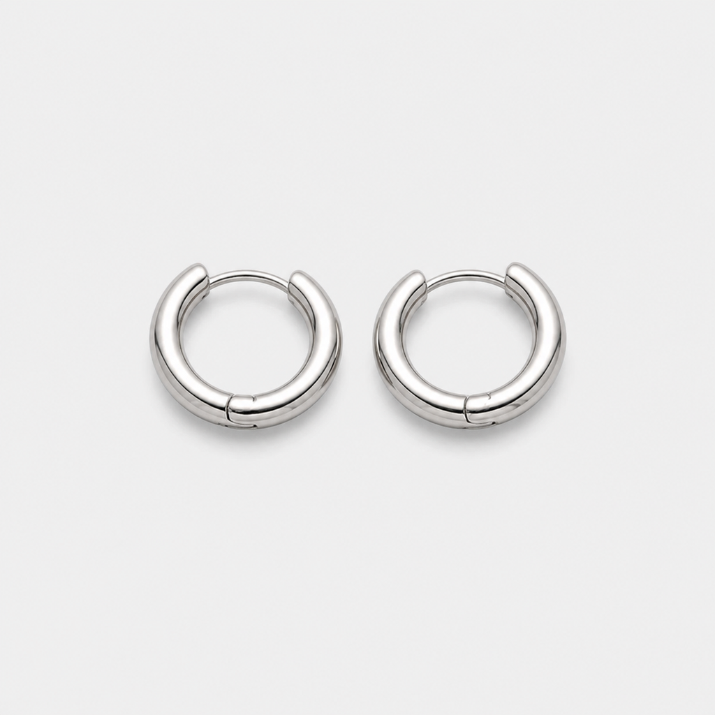 Set of 3 Pairs Thick Gold or Silver Hoops