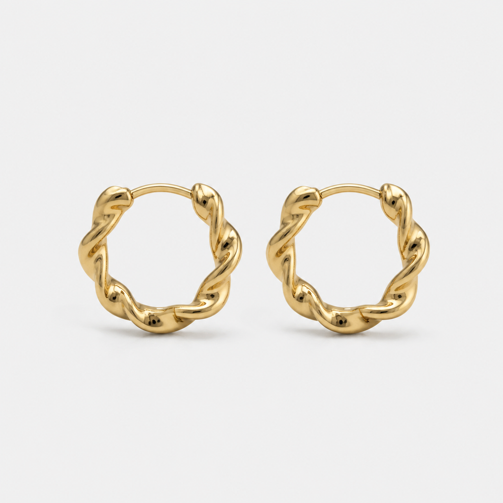 Twisted Gold Huggie Hoops