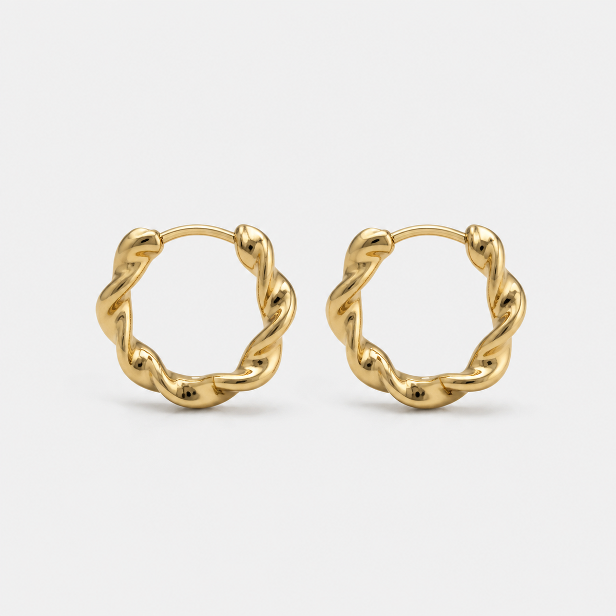 Twisted Gold Huggie Hoops