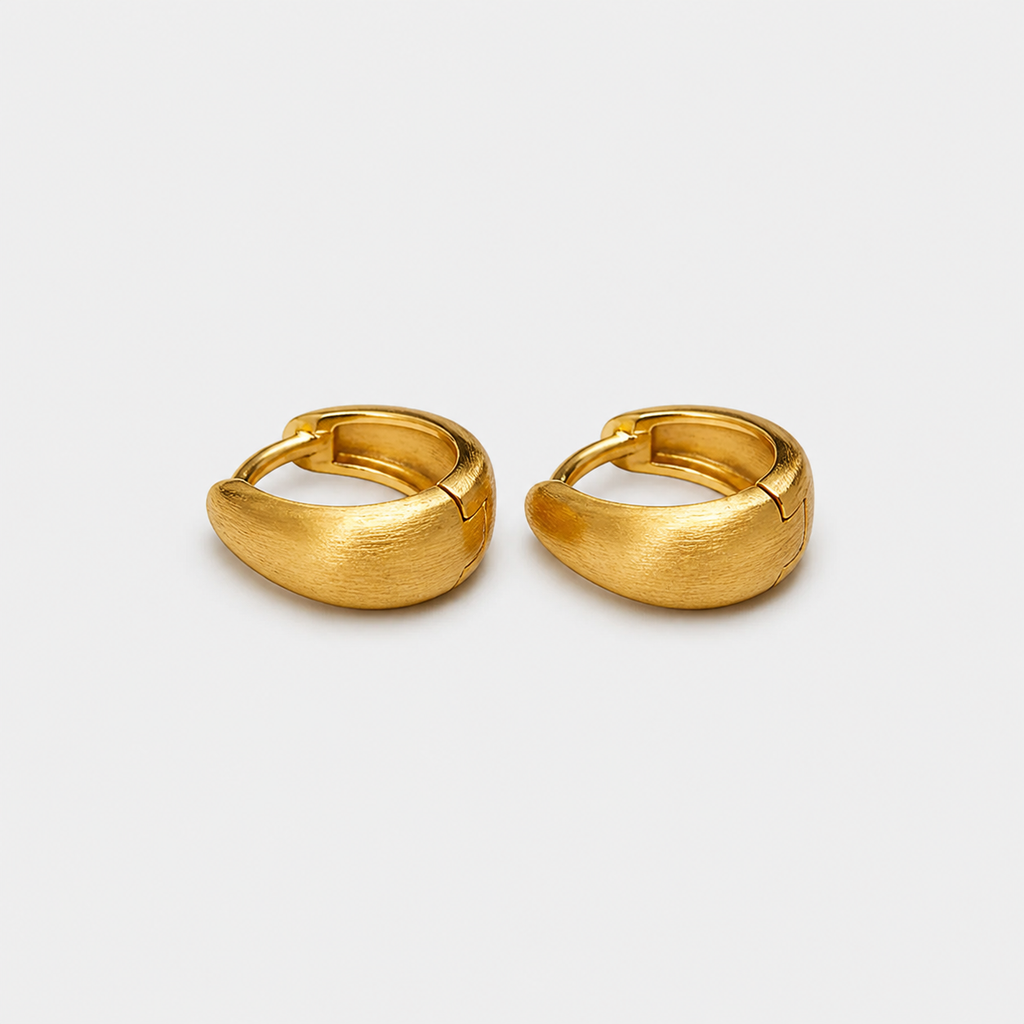 Wide Brushed Huggie Hoops