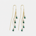 Green Rain Tassel Earrings