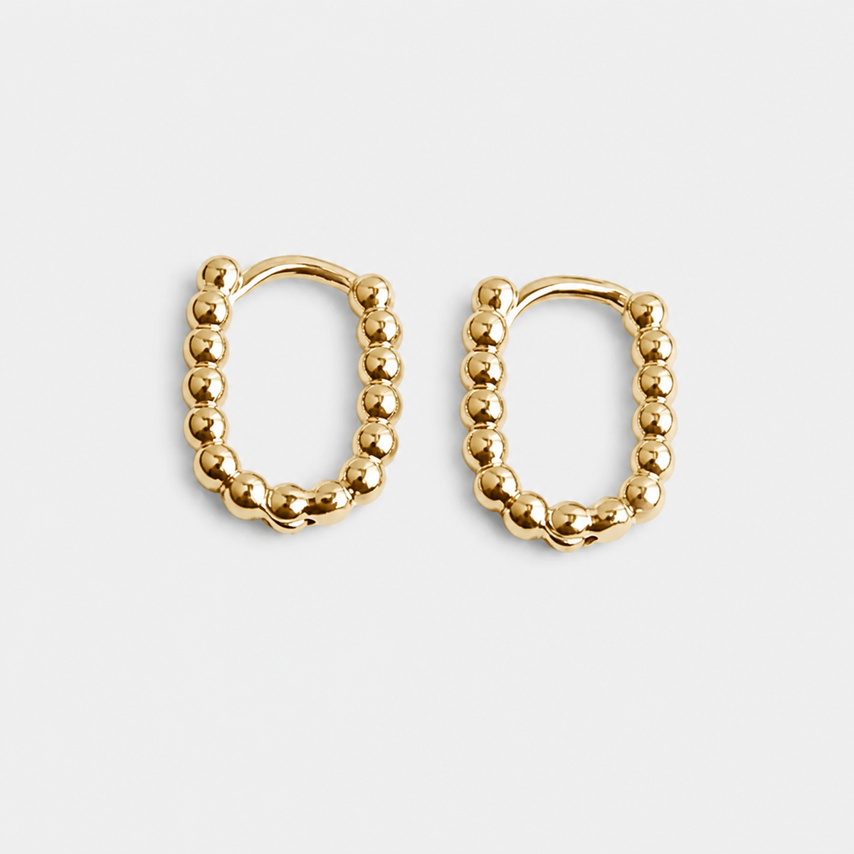 Beaded Oval Huggie Hoop Earrings