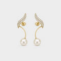 Elegant Pearl Drop Gold Earrings