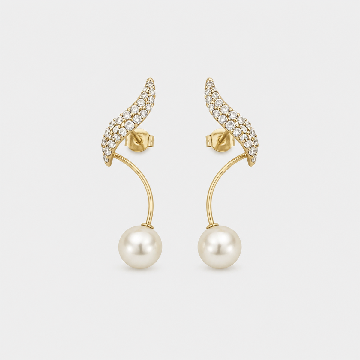 Elegant Pearl Drop Gold Earrings