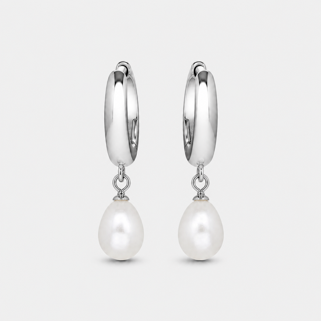 Classic Pearl Drop Huggie Earrings