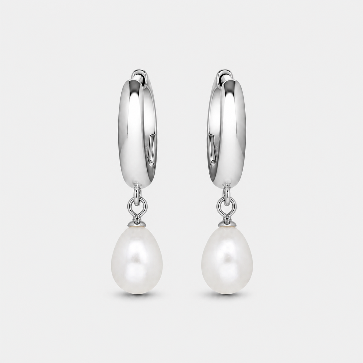 Classic Pearl Drop Huggie Earrings