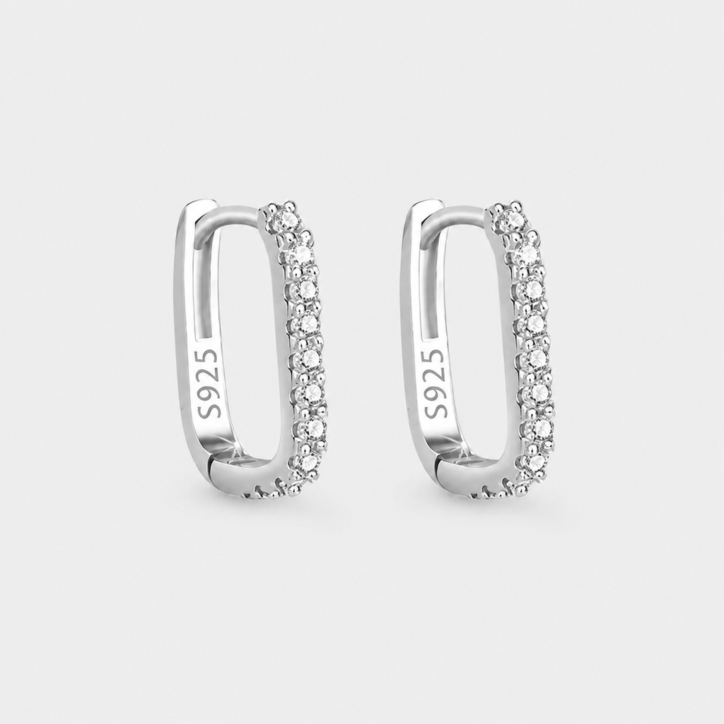 Sparkling Zircon Crystals Hoop Earrings
