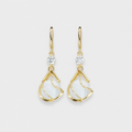 Gold Wire Wrapped White Opal Drop Earrings