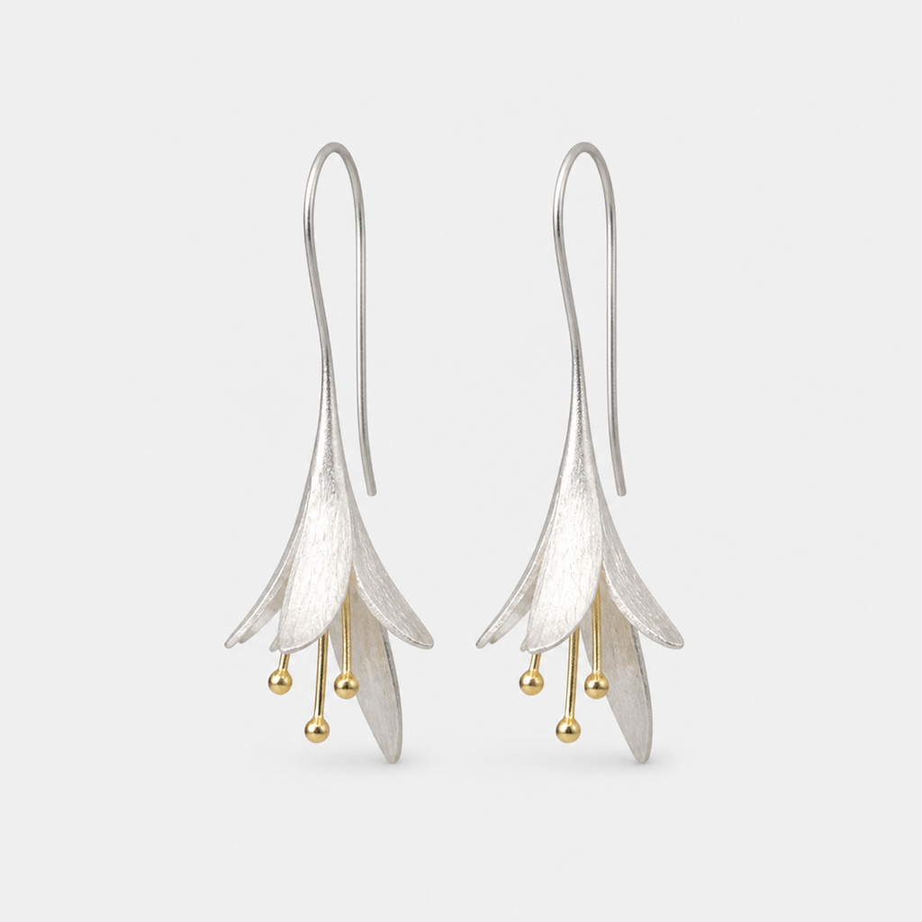 Elegant Silver Flower Earrings