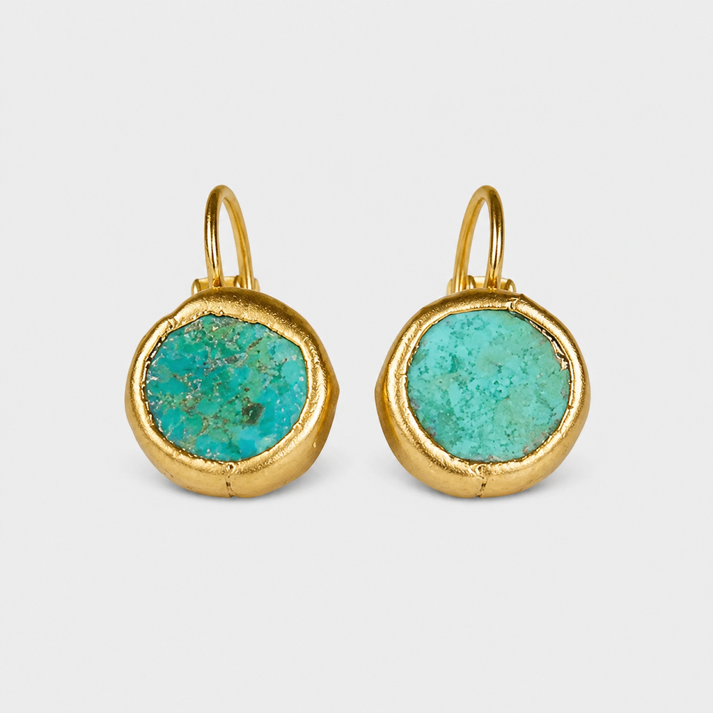 Elegant Gold Earrings with Turquoise Stone