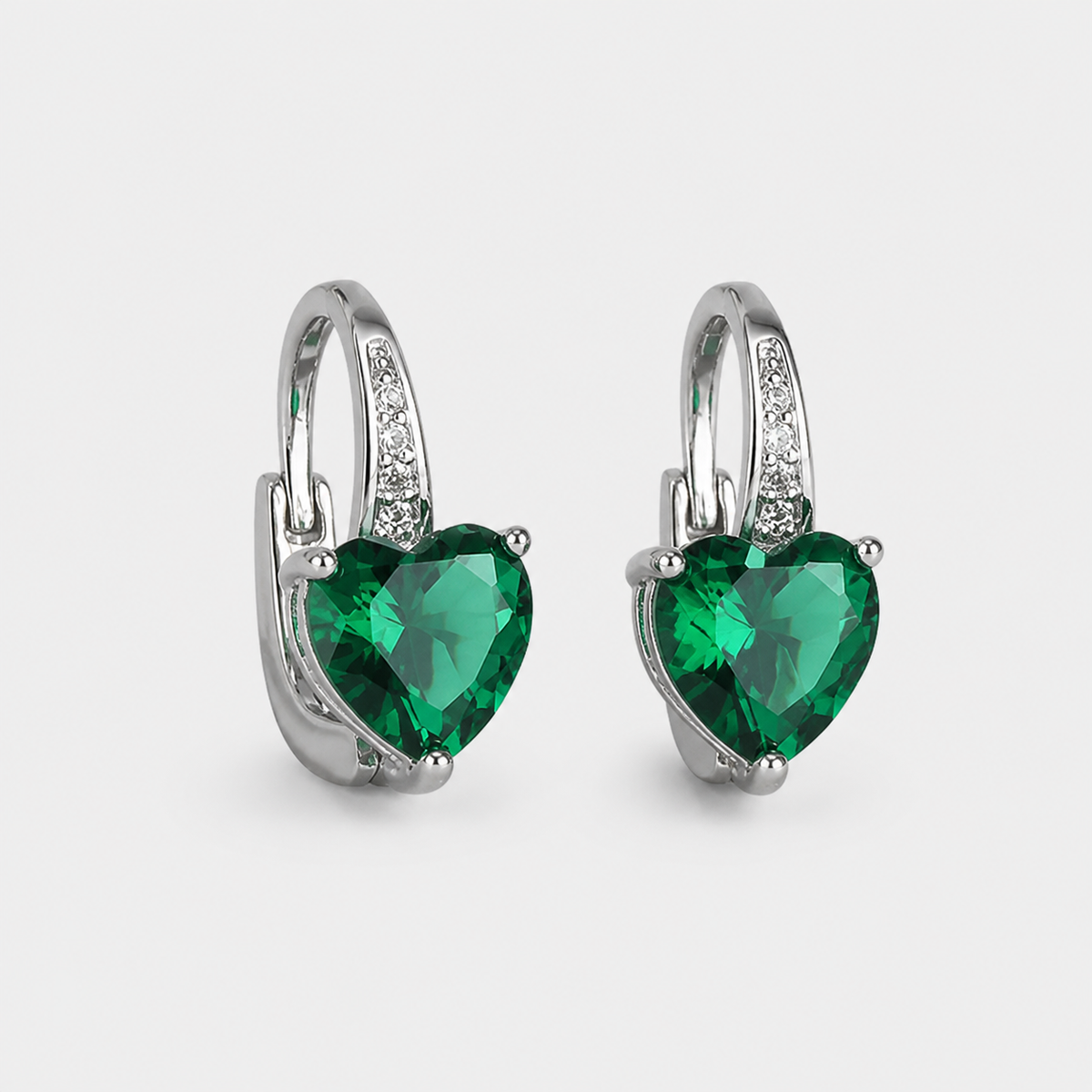 Emerald Heart Drop Earrings