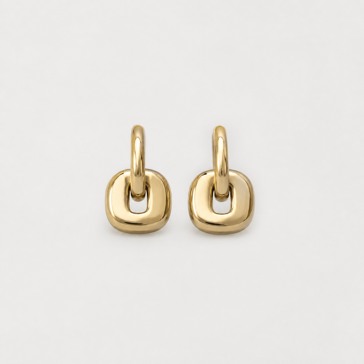 Minimalist Two Tone Gold Oval Earrings