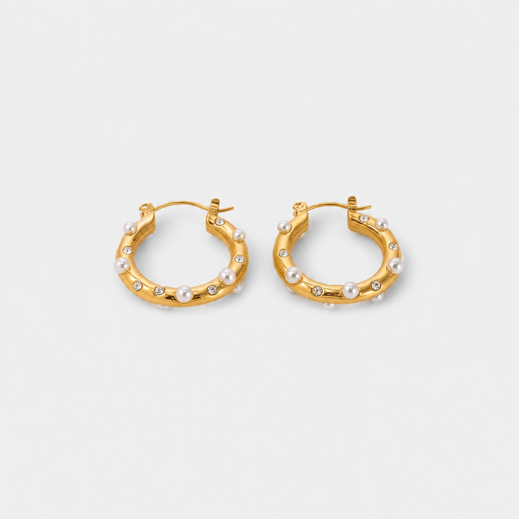 Shimmering Gold Zircon Circle Hoop Earrings