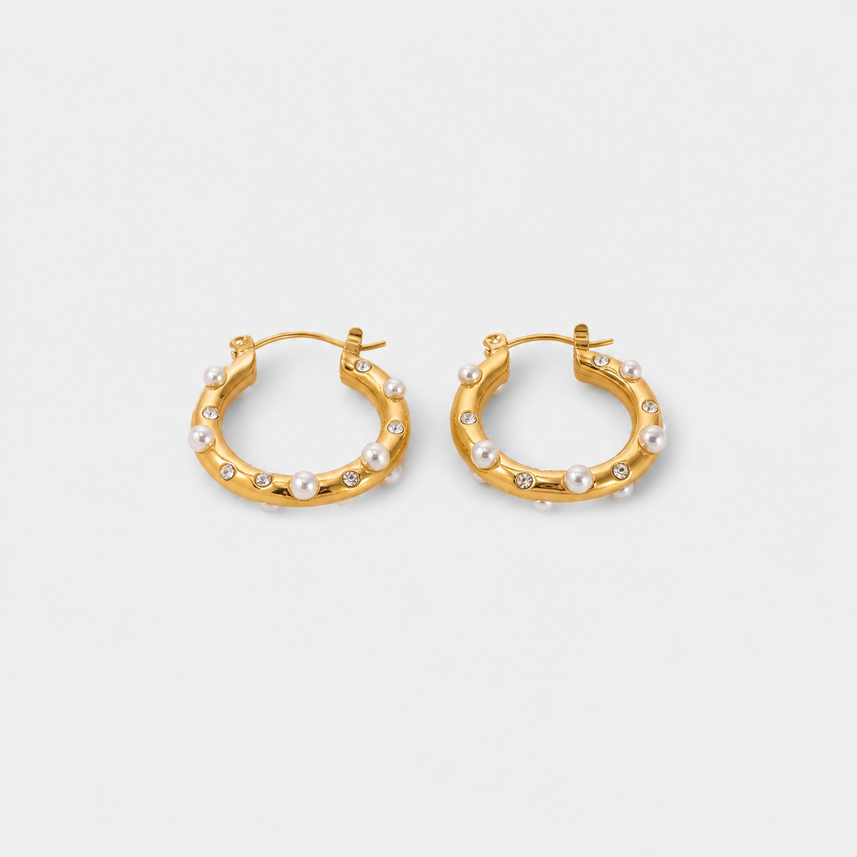 Shimmering Gold Zircon Circle Hoop Earrings